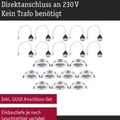 Einbauleuchte - 10er-Set schwenkbar
