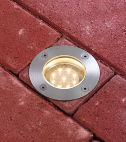 LED Bodeneinbauleuchte - LED Bodeneinbauleuchte IP67 rund 110mm 2700K 1,2W 20lm 230V Edelstahl Metall