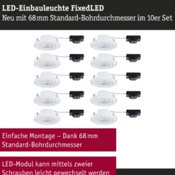 LED Einbauleuchte - FixedLED 10er-Set schwenkbar