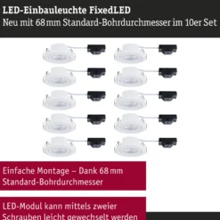 LED Einbauleuchte - FixedLED 10er-Set schwenkbar