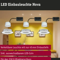 LED Einbauleuchte - Nova 3er-Set schwenkbar