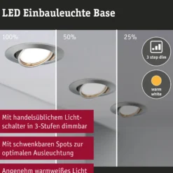 LED Einbauleuchte 3-Step-Dim - Base Basisset schwenkbar