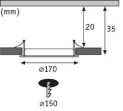 LED Einbaupanel - LED Einbaupanel IP44 rund 170mm 12W 850lm 4000K Weiß