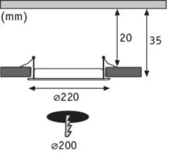 LED Einbaupanel - LED Einbaupanel IP44 rund 220mm 16,5W 1450lm 4000K Weiß