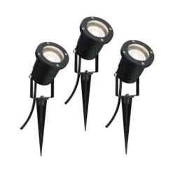 LED Gartenstrahler - LED Gartenstrahler IP65 rund 92mm 3000K 3x3,5W 3x230lm 230V 38° Schwarz Aluminium