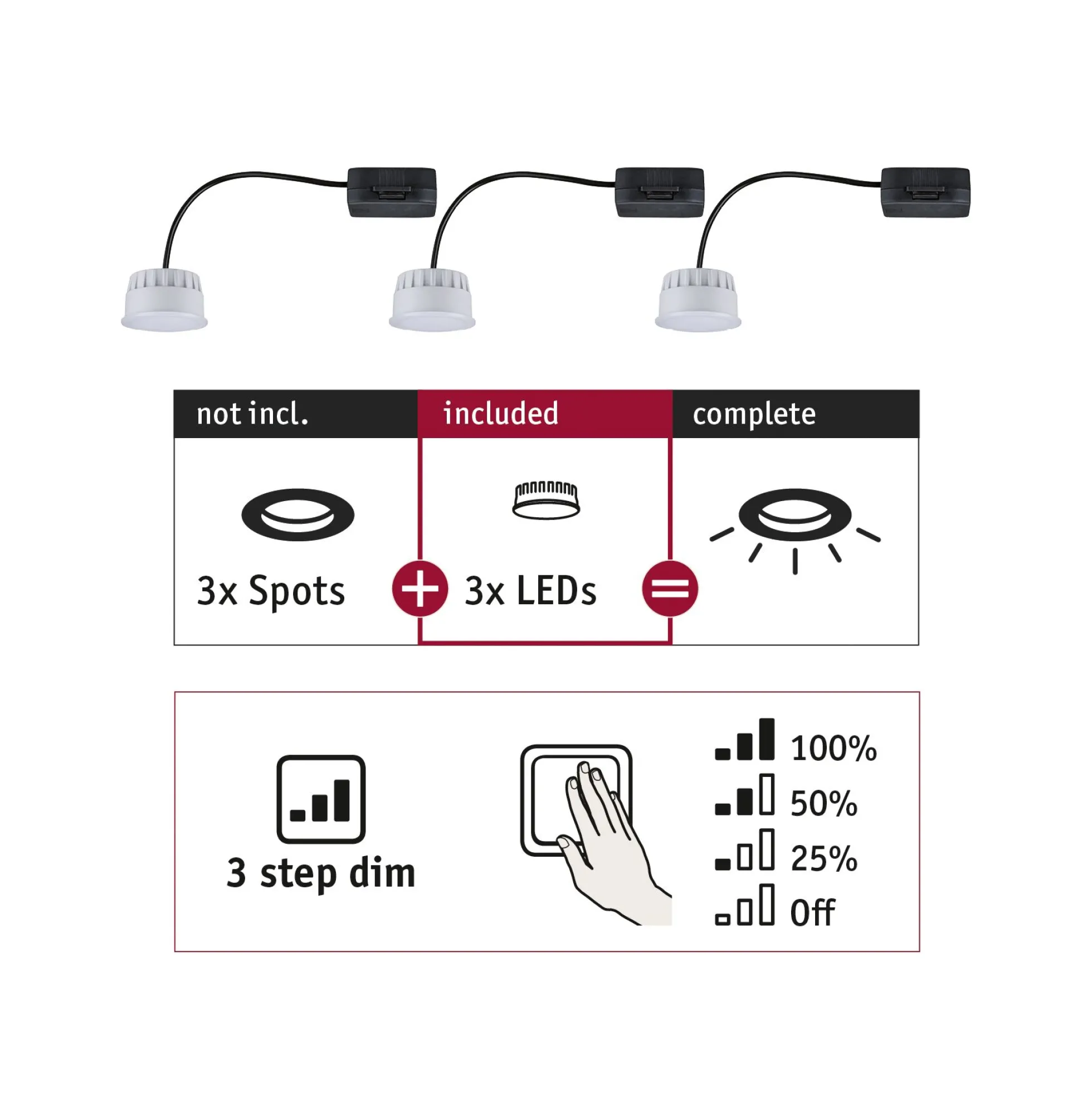 LED Modul Einbauleuchte 3-Step-Dim - Choose 3er-Set