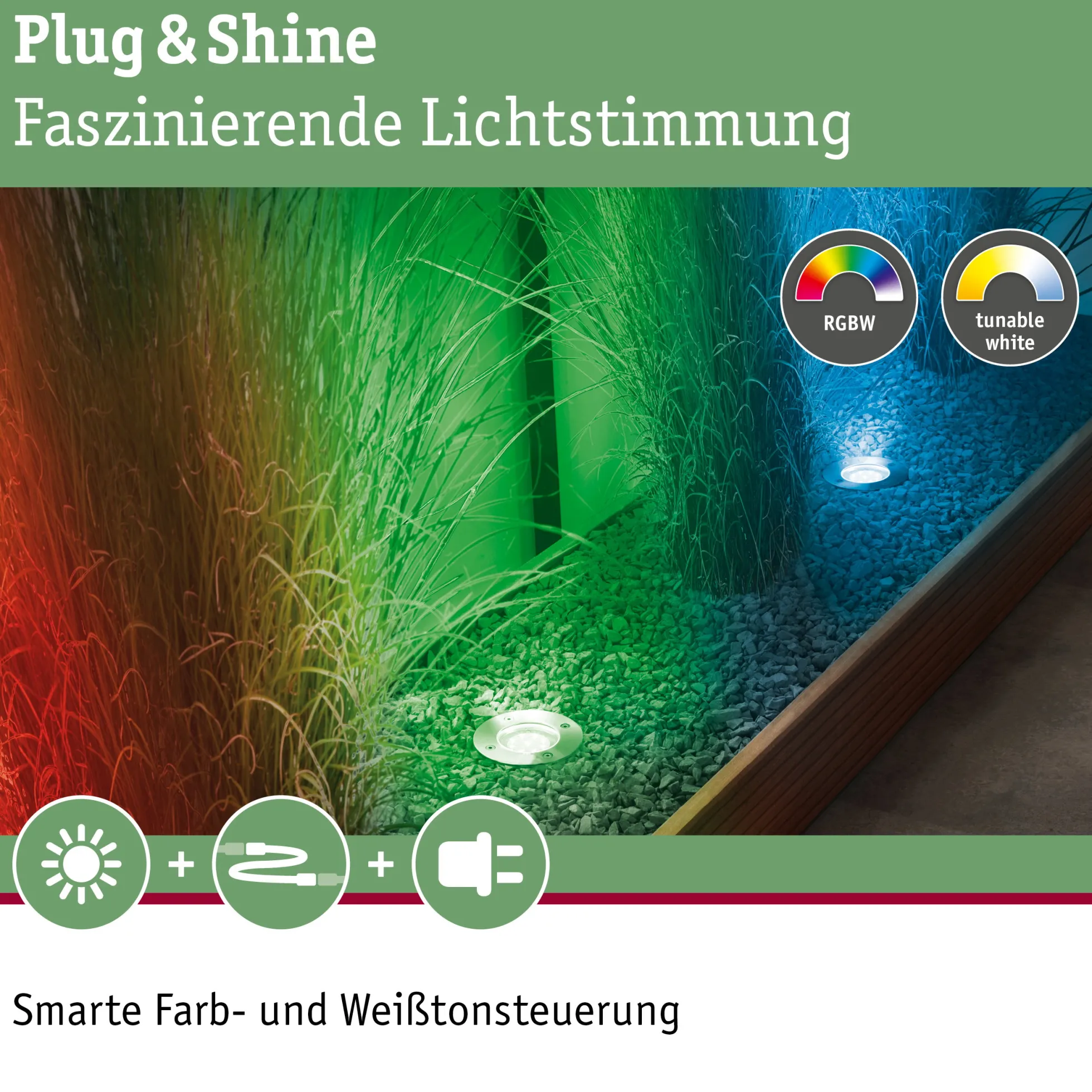 Plug & Shine LED Bodeneinbauleuchte Smart Home Zigbee 3.0 - RGBW Einzelspot