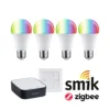 Preisattraktives Starterset Zigbee 3.0 - LED Birne E27 RGBW + Gateway smik + Schalter