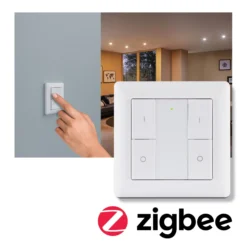 Preisattraktives Starterset Zigbee 3.0 - Smart Home smik Gateway mit Wandtaster + LED Einbauleuchte Nova Plus Coin Basisset schwenkbar Tunable White