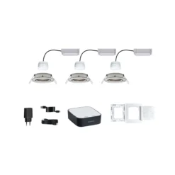 Preisattraktives Starterset Zigbee 3.0 - Smart Home smik Gateway mit Wandtaster + LED Einbauleuchte Nova Plus Coin Basisset schwenkbar Tunable White