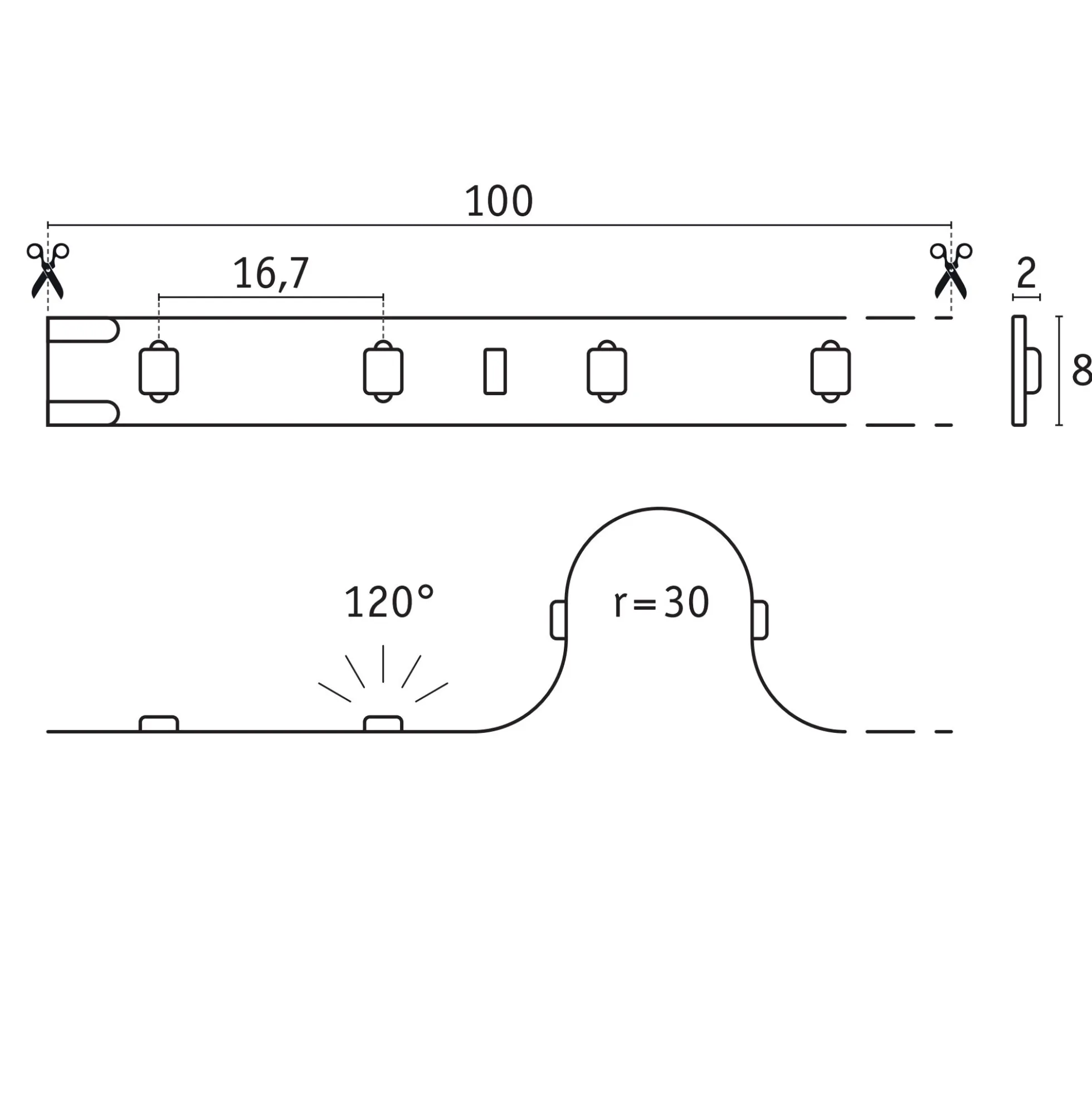 Pro Strip LED Strip - Silver P25 827