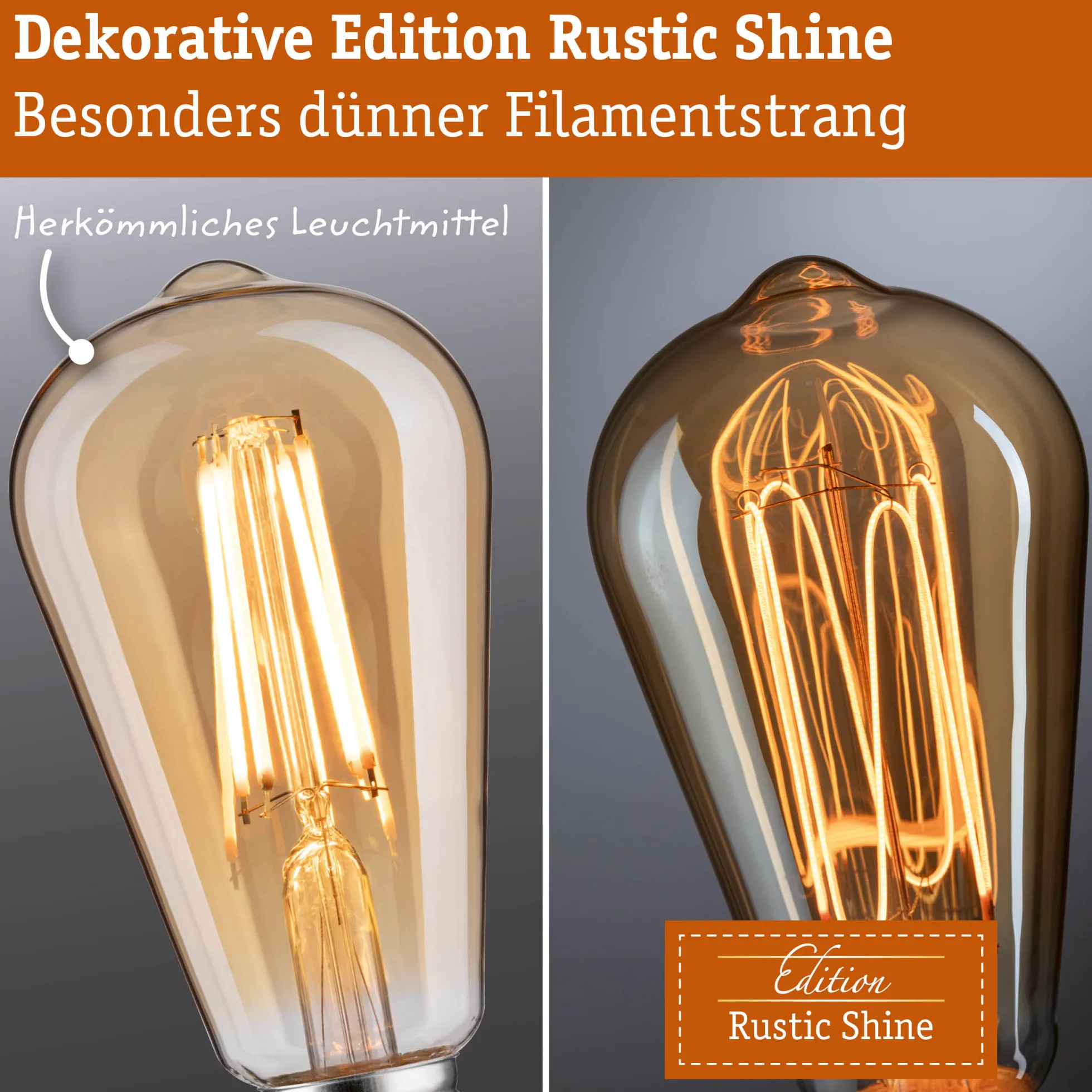 Rustic Shine Standard 230V - LED Kolben Filament in I-Form