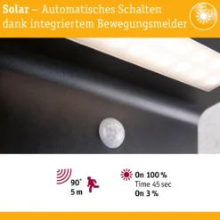 Solar LED Außenwandleuchte - Cyrus inkl. Bewegungsmelder und Orientierungslicht